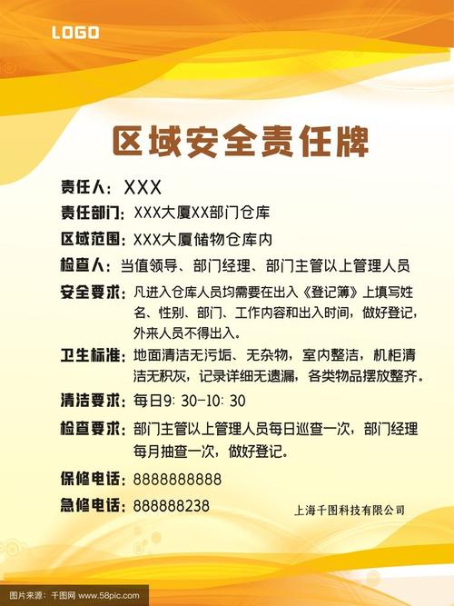 酒店商场市场区域安全责任牌海报,责任公示,安全责任,公示牌,安全管理